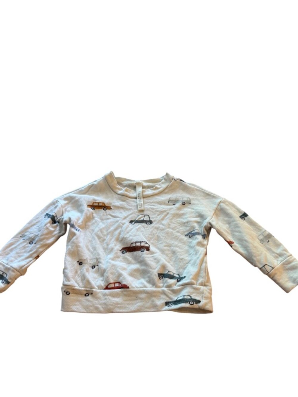 Childhoods 2T Car Print Sweatshirt Cream Toddler Boys Long Sleeve Pullover